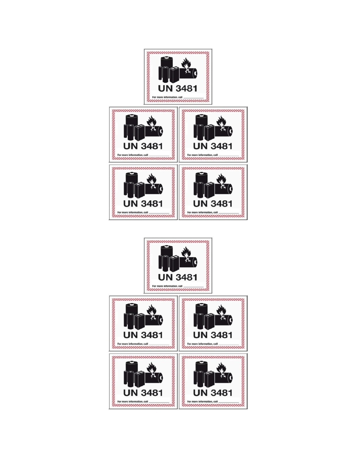 UN3481 Lithium Ion Battery Shipping Labels Stickers Lot of 10 3X4 inch Free Ship