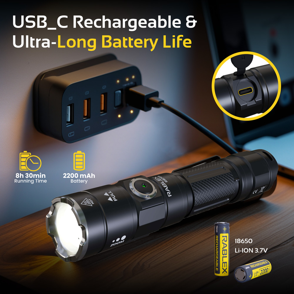 RABLEX LED Flashlight 1200 Lumens - 5 Modes Torch Flashlight, Waterproof