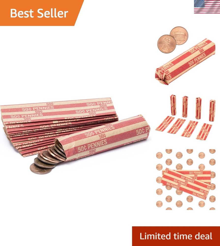 100  Flat Penny Coin Wrappers - Color-Coded for Easy Organization