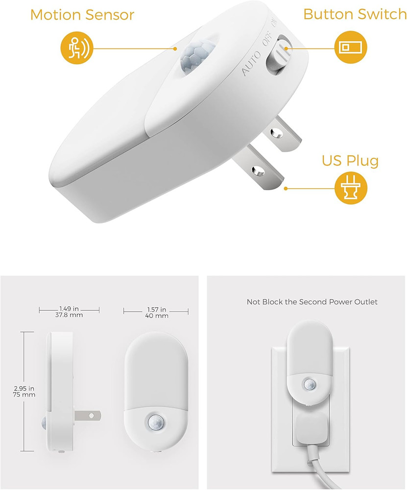 L LOHAS LED Motion Sensor Night Light, 2Pack, Motion Activated Night Light, Nigh