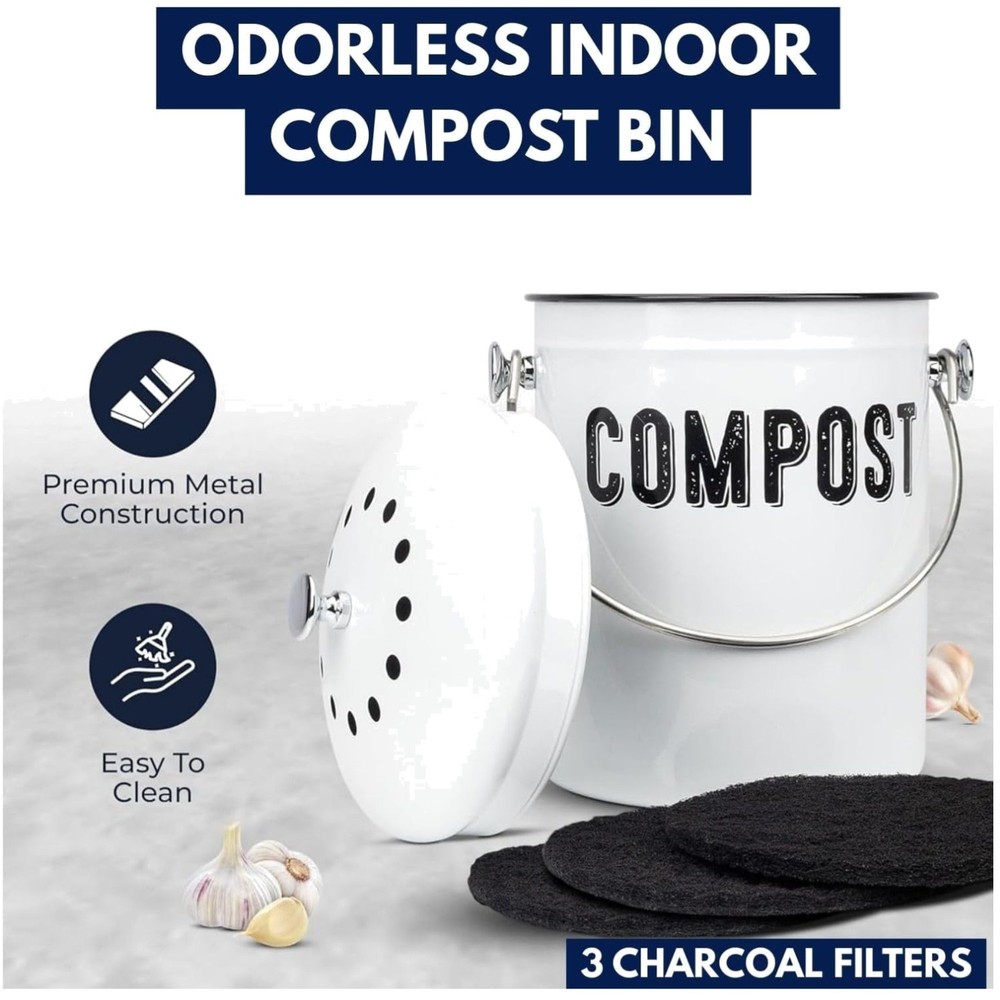 Rust-Proof Countertop Compost Bin - 1.3 Gal