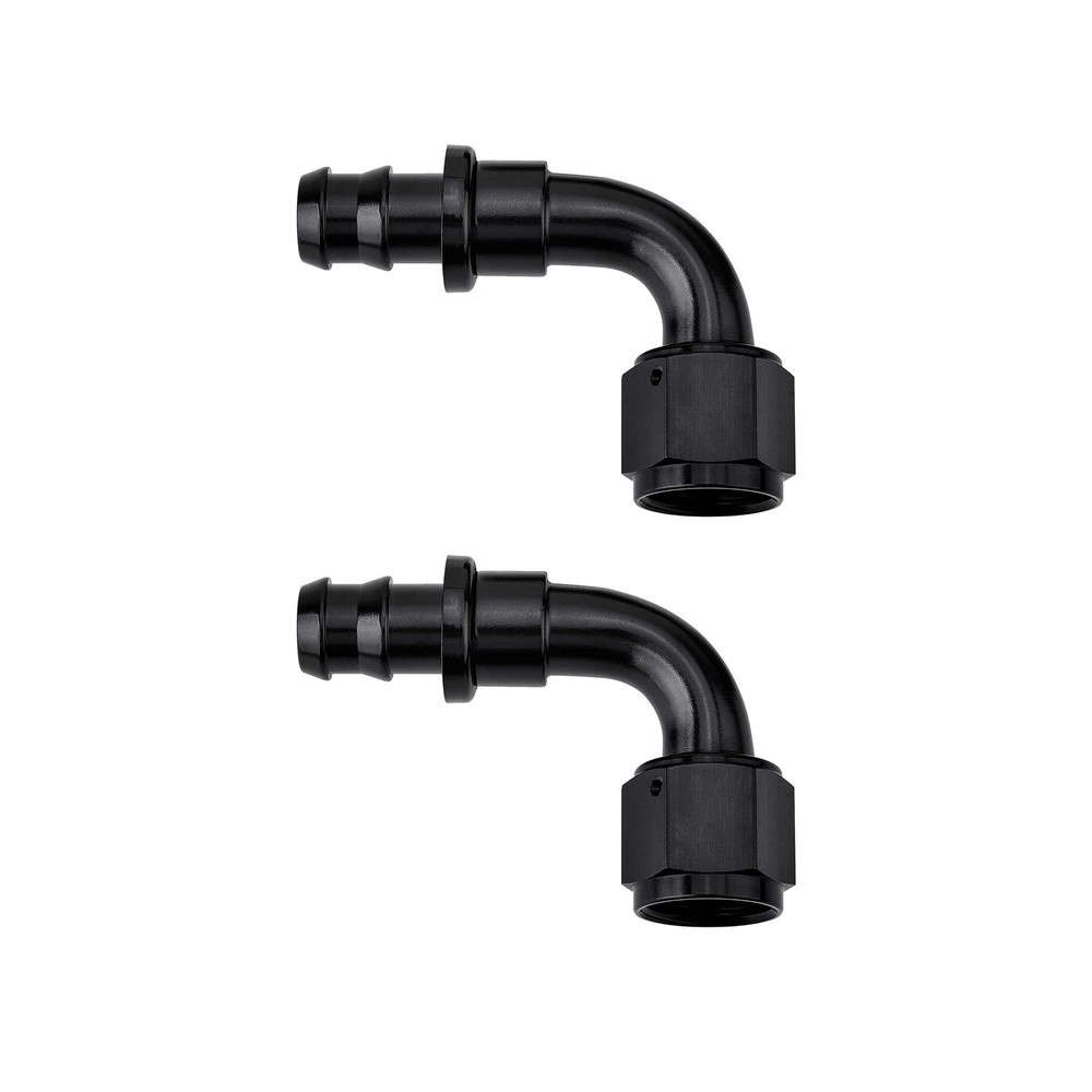 EVIL ENERGY 6AN 90 Degree Push Lock Hose Fitting End Black 2PCS