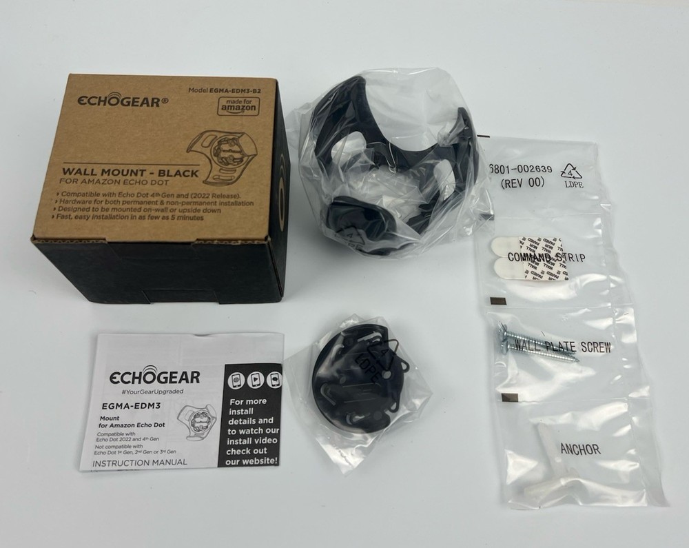 Echo Gear Wall Mount For Amazon Echo Dot 4th Gen - Model EGMA-EDM3-B2 - NIB