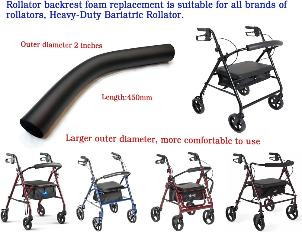 Heavy-Duty Bariatric Rollator Backrest & Handles Foam Replacement, Universal ...