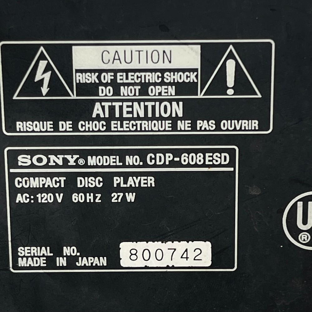 Sony CDP-608ESD Compact Disc Player For Parts