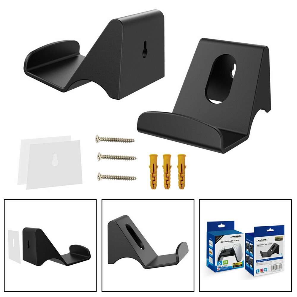 2 Game Controller Headset Headphones Wall Mount Bracket Holder Hanger Hook Stand