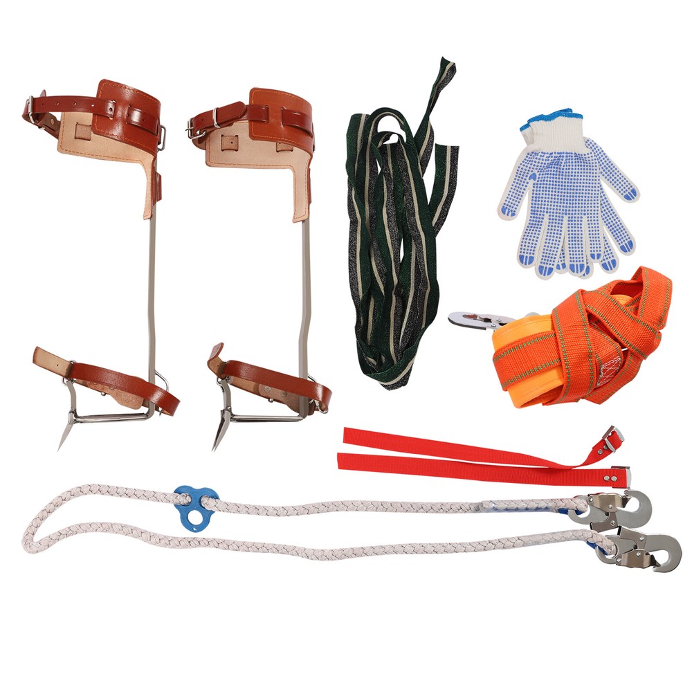 Tree Climbing Spike Set Adjustable Pole Climbing Spurs Tool Climber Strap Gaffs