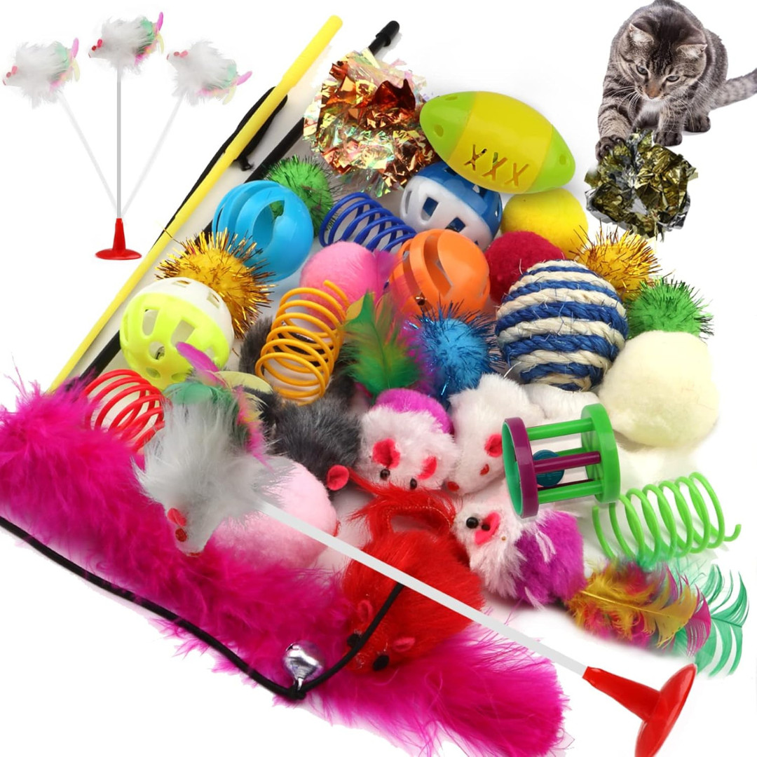 Cat Toys Kitten Toys Assortments 32 Packs Cat Toys Variety Pack for Kitty Cat