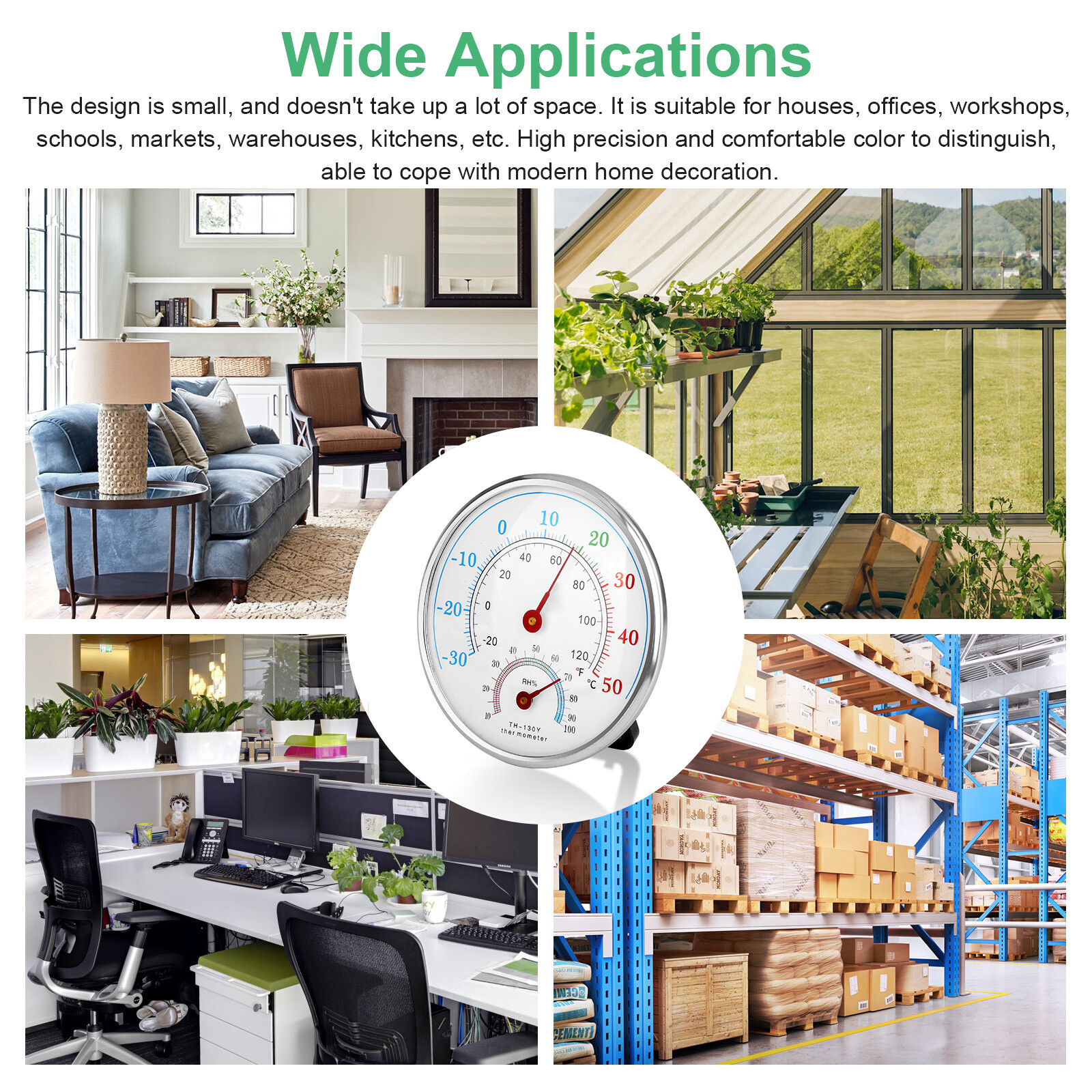 2pcs Analog Thermometer Hygrometer Humidity Meter Gauge Temperature Room Indoor