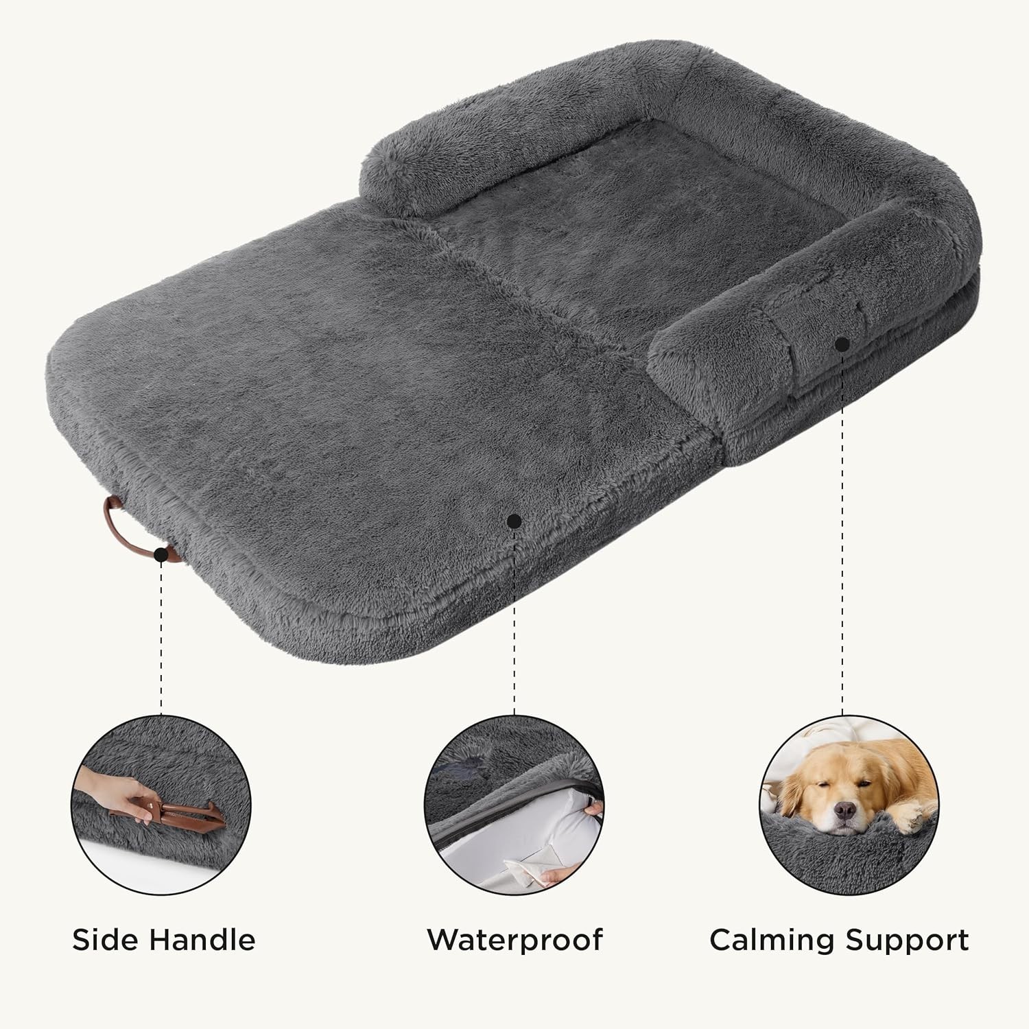 Human Dog Bed for Adult, 2 in 1 Foldable Giant Dog Bed for People Fits Pet