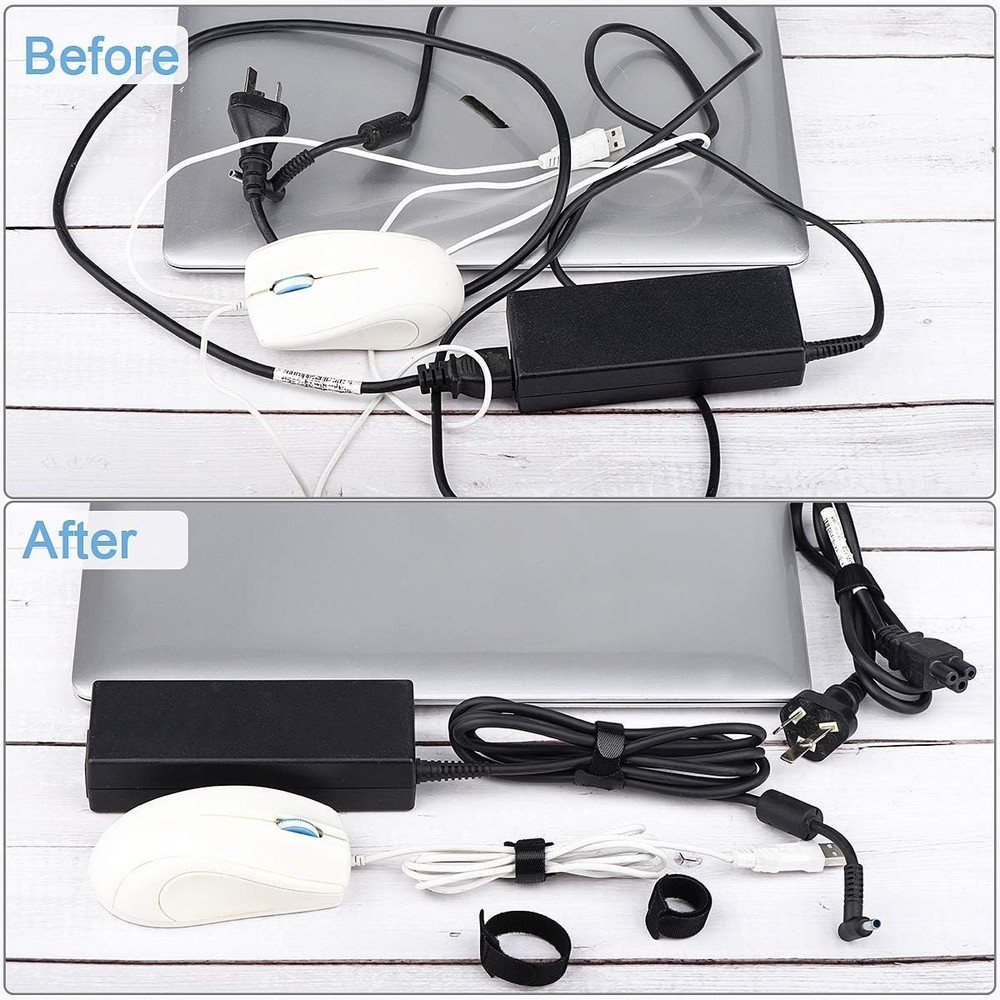 60 Pcs 6in Reusable Cable Ties Hook Loop Cord Organizer Straps
