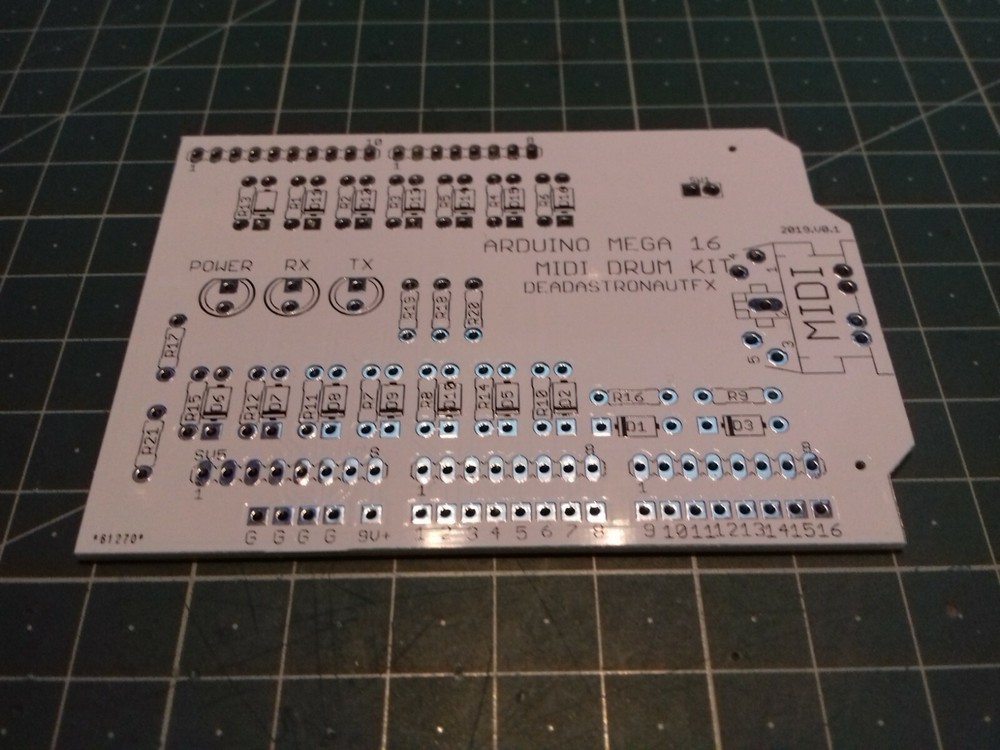 MEGA 16 MIDI DRUM TRIGGER KIT DIY PCB ARDUINO SHIELD (Deadastronautfx)