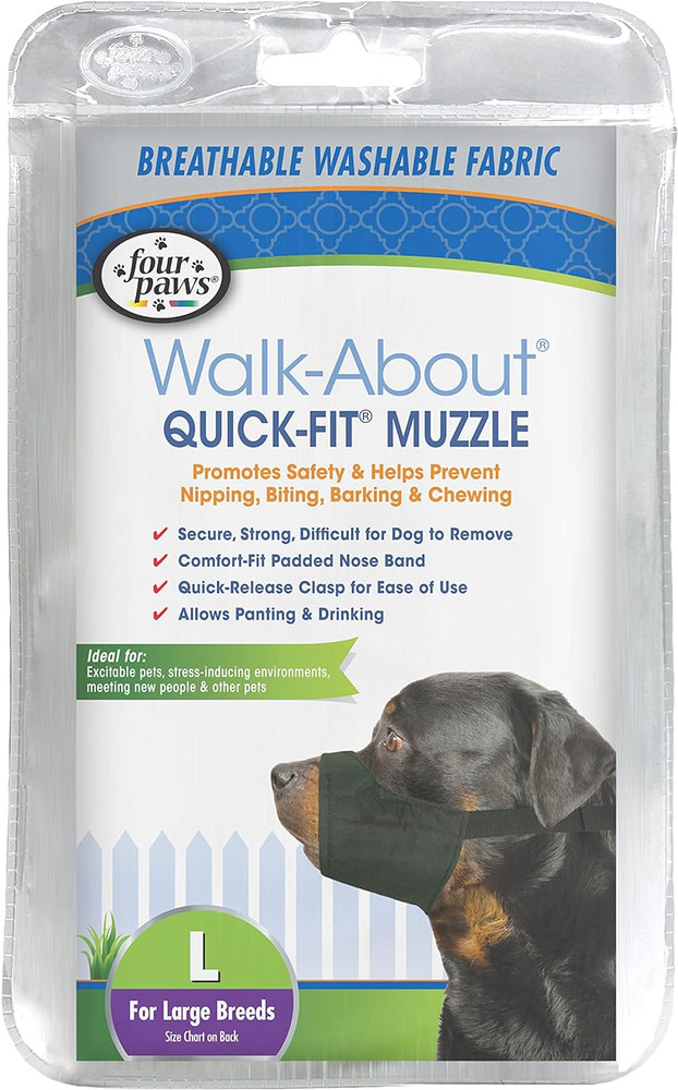 Walk-About Quick-Fit Adjustable Dog Muzzle for Large Dogs, Washable & Breathable