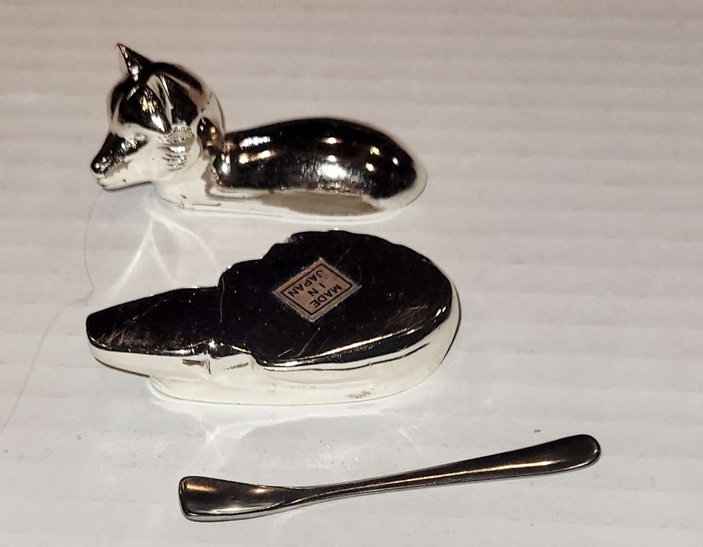 WM. A. Rogers Silver plated Fox Salt Cellar 8442 with Spoon With Box