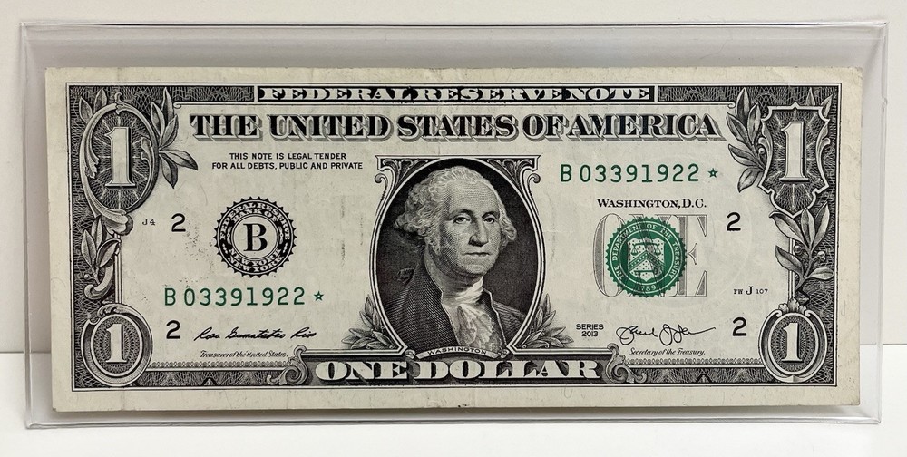 $1 2013 B Duplicate FW Star Note B03391922