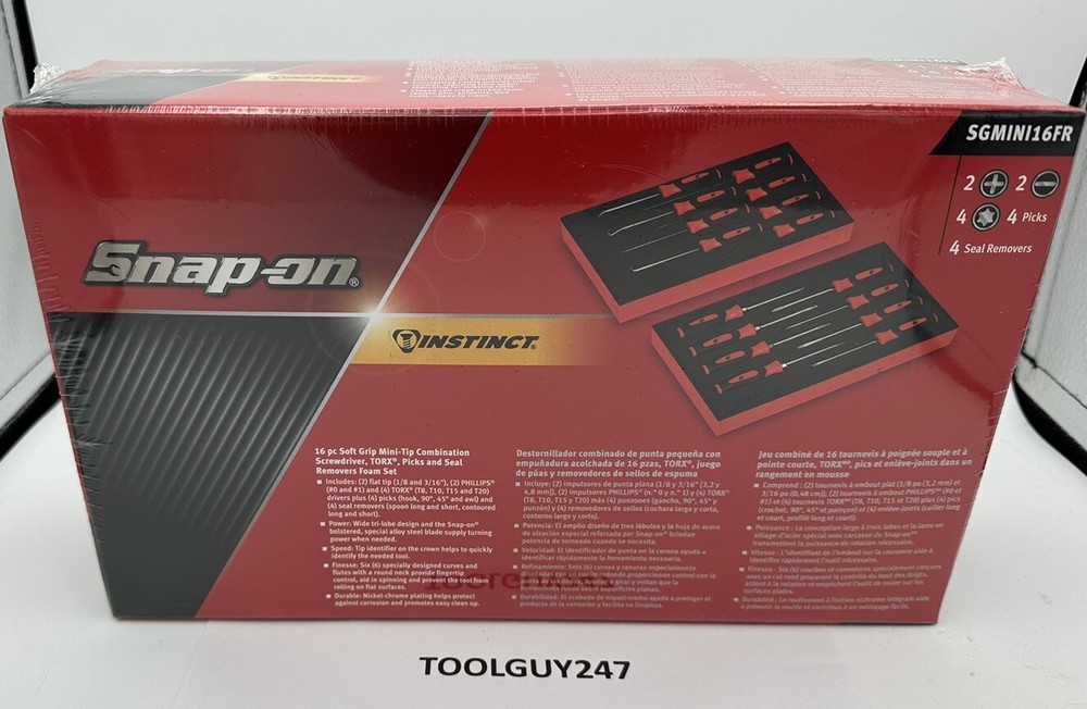 SNAP ON TOOLS  Instinct RED Soft Handled 16pc Mini Screwdriver Set SGMINI16FR +