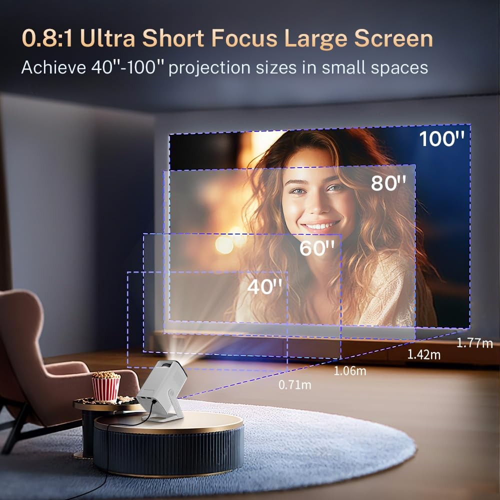 Mini Projector with WiFi 6 and Portable Small, VisualCube 300 White