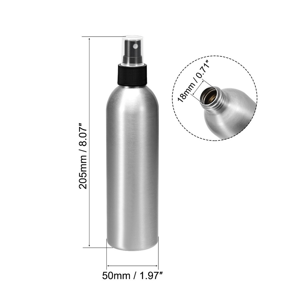 8.5oz/250ml Aluminium Spray Bottle with Black Sprayer,Empty Refillable Container