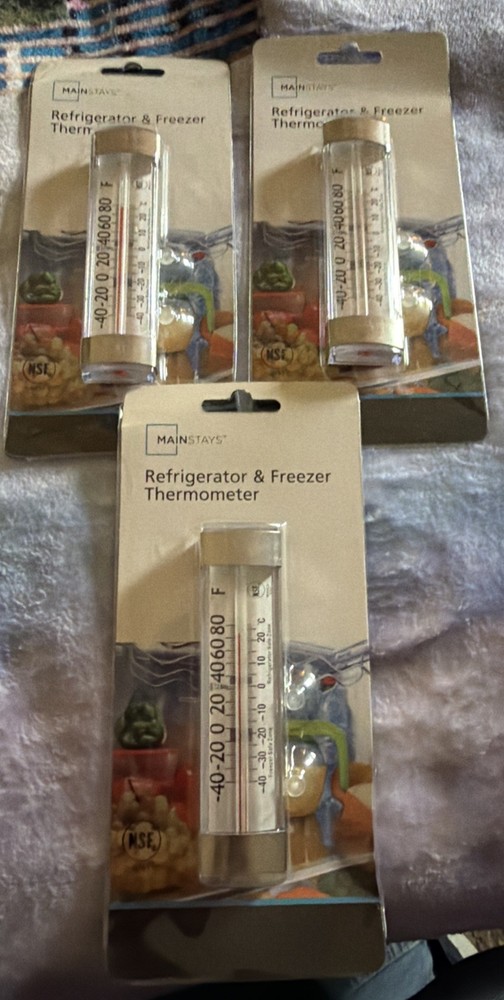 Mainstays Refrigerator & Freezer Thermometer Qty 3