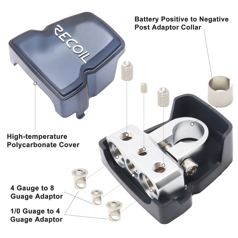 Recoil PBT-S04 2 Pack Premium Solid Brass Positive/Negative Battery Terminals