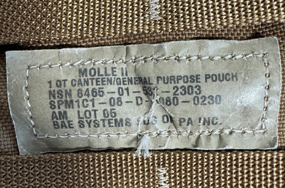 USMC USGI MOLLE 1 qt Canteen General Purpose Pouch Cover Coyote Brown DAMAGED