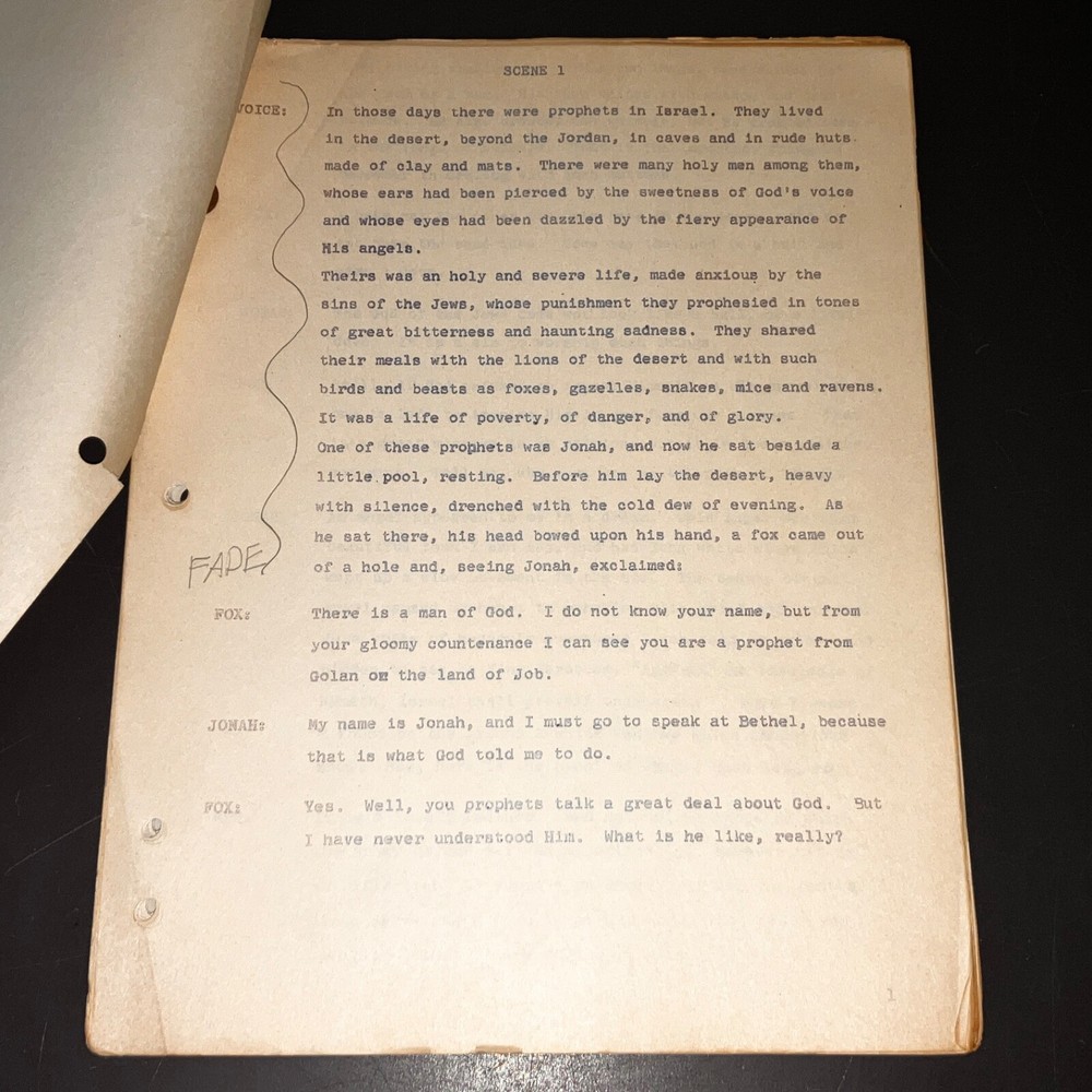 Rare Robert Nathan JONAH (or The Withering Vine) Playscript - Vintage w/Notes!