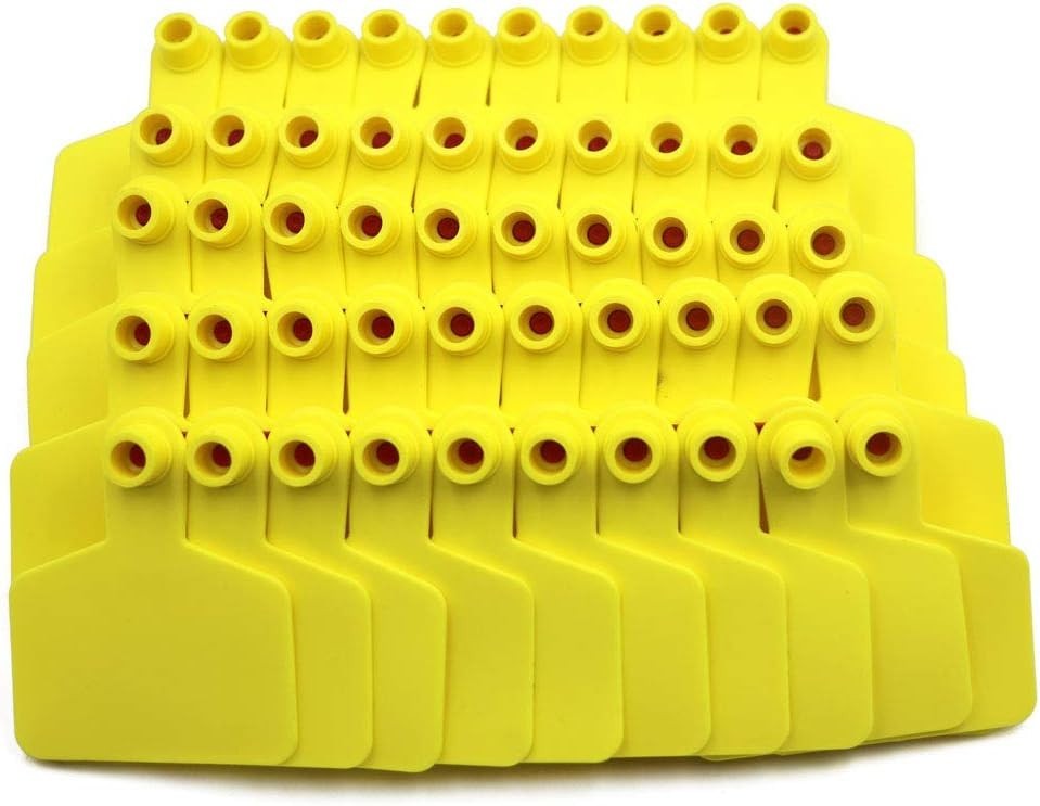 Rectangular 100 Pack of Durable Cattle Ear Tags for Effective Herd Management