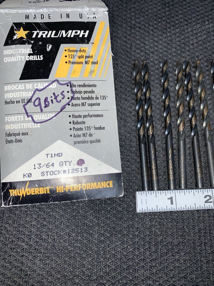 13/64" jobber drill bits 135point M7 9-pack Drill Bits Triumph 4F553