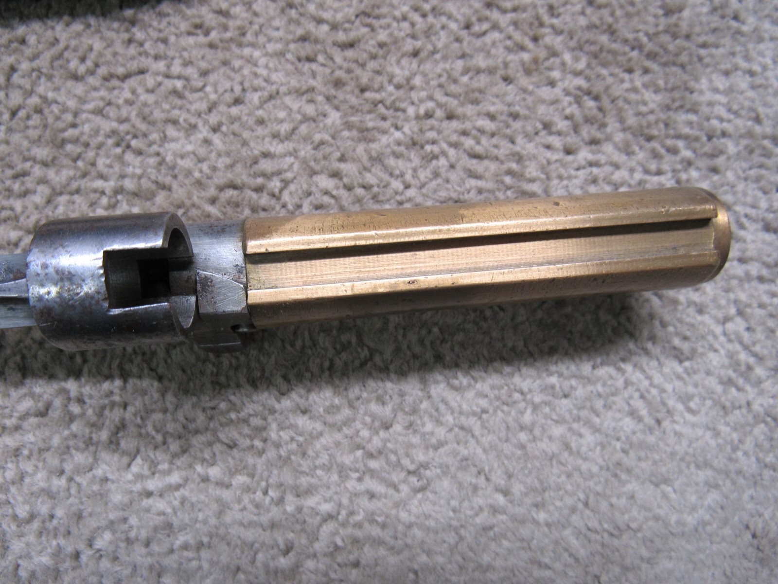 French M1886 Lebel Bayonet & Scabbard Shortened For WW1 Brass Grips