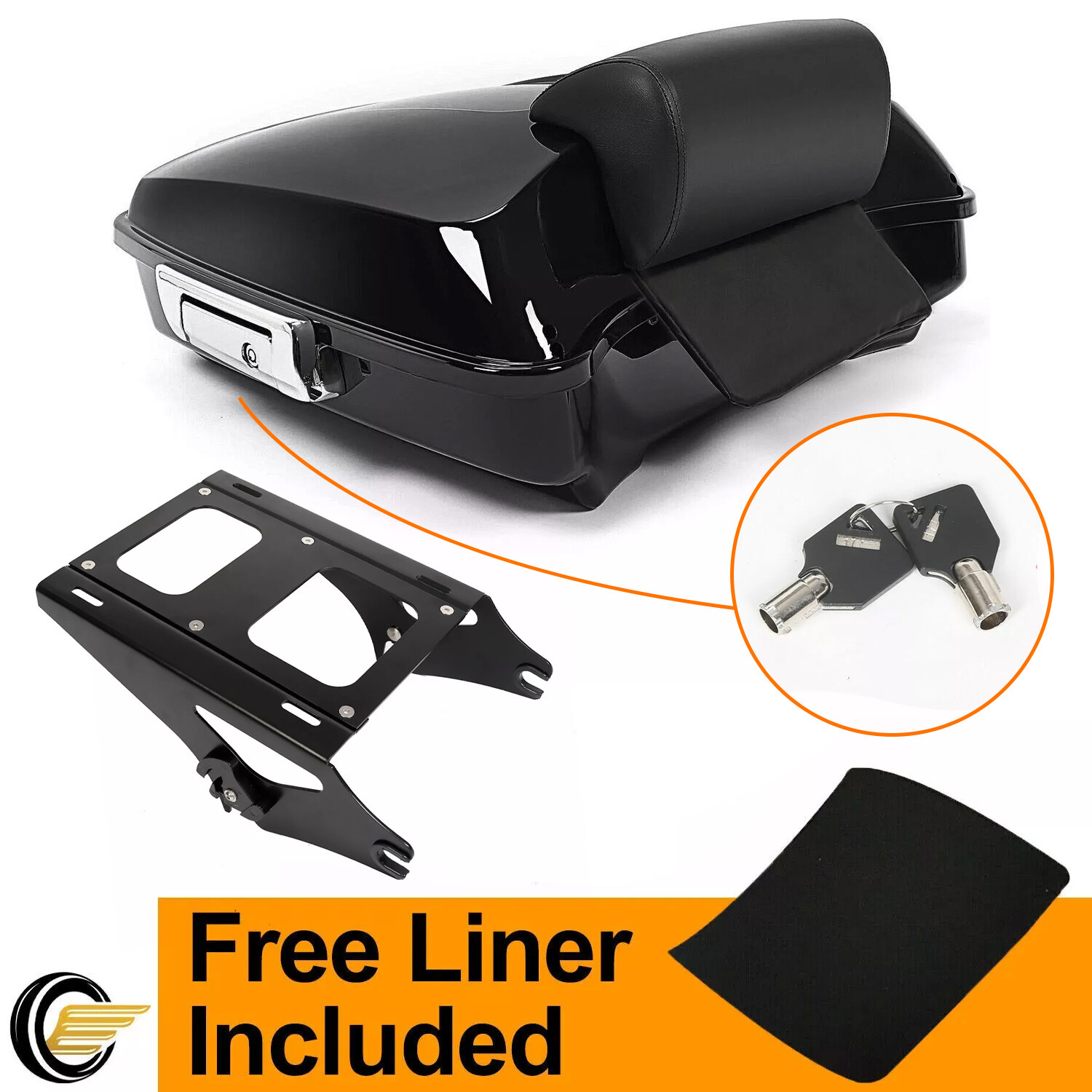 Razor Trunk Pack Slim Backrest Mount Rack For Harley Touring Road Glide 14-26