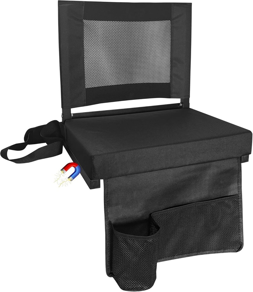 Foldable Bleacher Seat with Back Support & Magnetic Grip