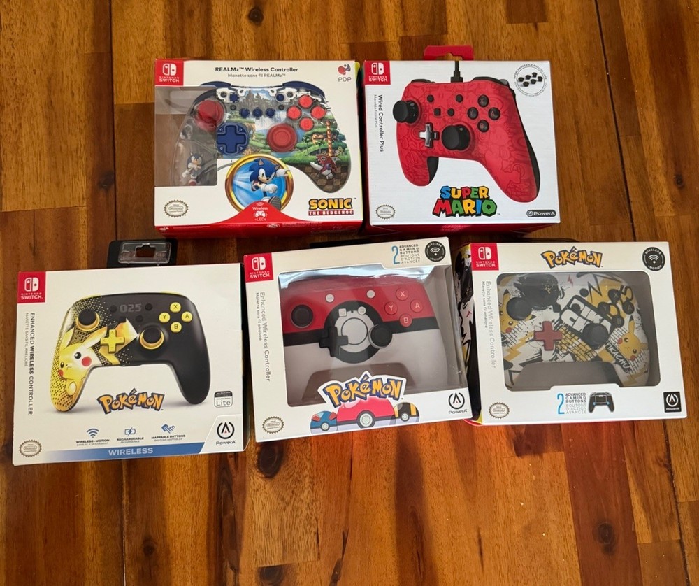 Nintendo Switch Controller Bundle Lot 3x Pokemon Pikachu, Mario & Sonic Wireless