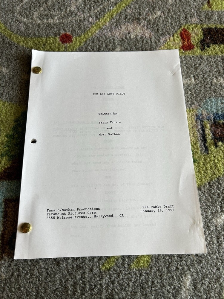 The Rob Lowe Pilot Pre Table Draft 1998 Paramount Original Tv Show Script
