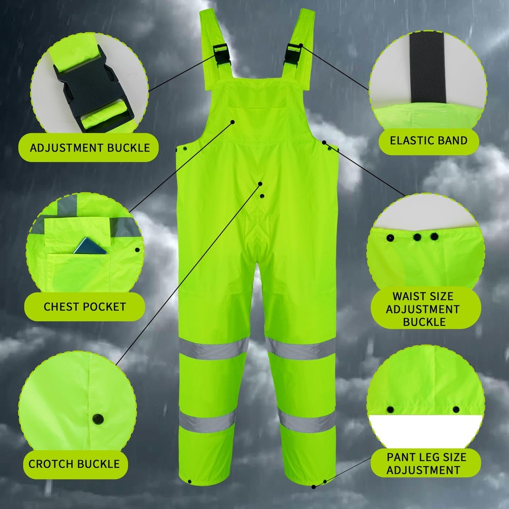 Rain Suits for Men Waterproof High Visibility Reflective Work Breathable Rain...