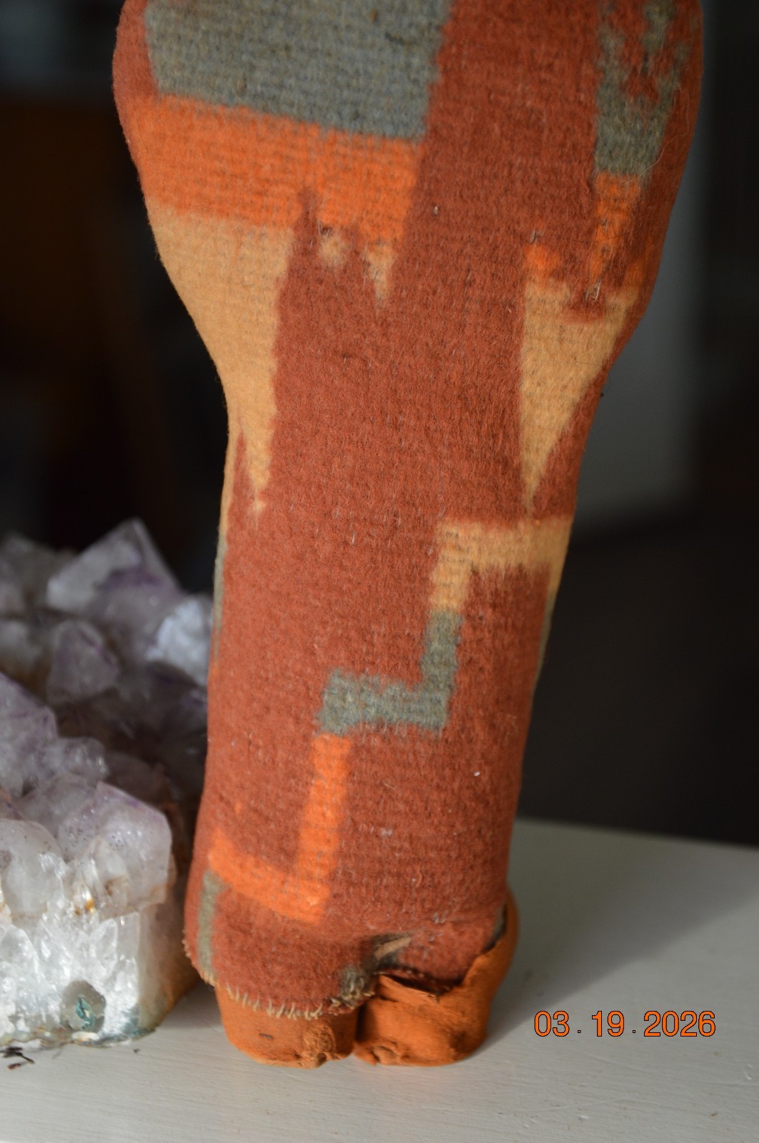 10" c.1915 Antique Original Doll Mary Francis Woods Crepe Face Blk Pin Eyes