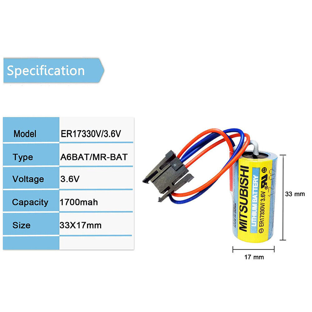 US Lot MR-BAT ER17330V/3.6V Mitsubishi A6BAT PLC Battery for FANUC CNC System