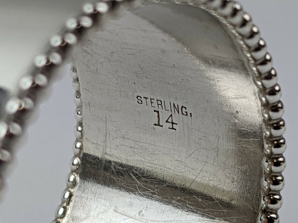 Antique Sterling Silver Napkin Ring Beaded Edge Engraved "BLOSS"