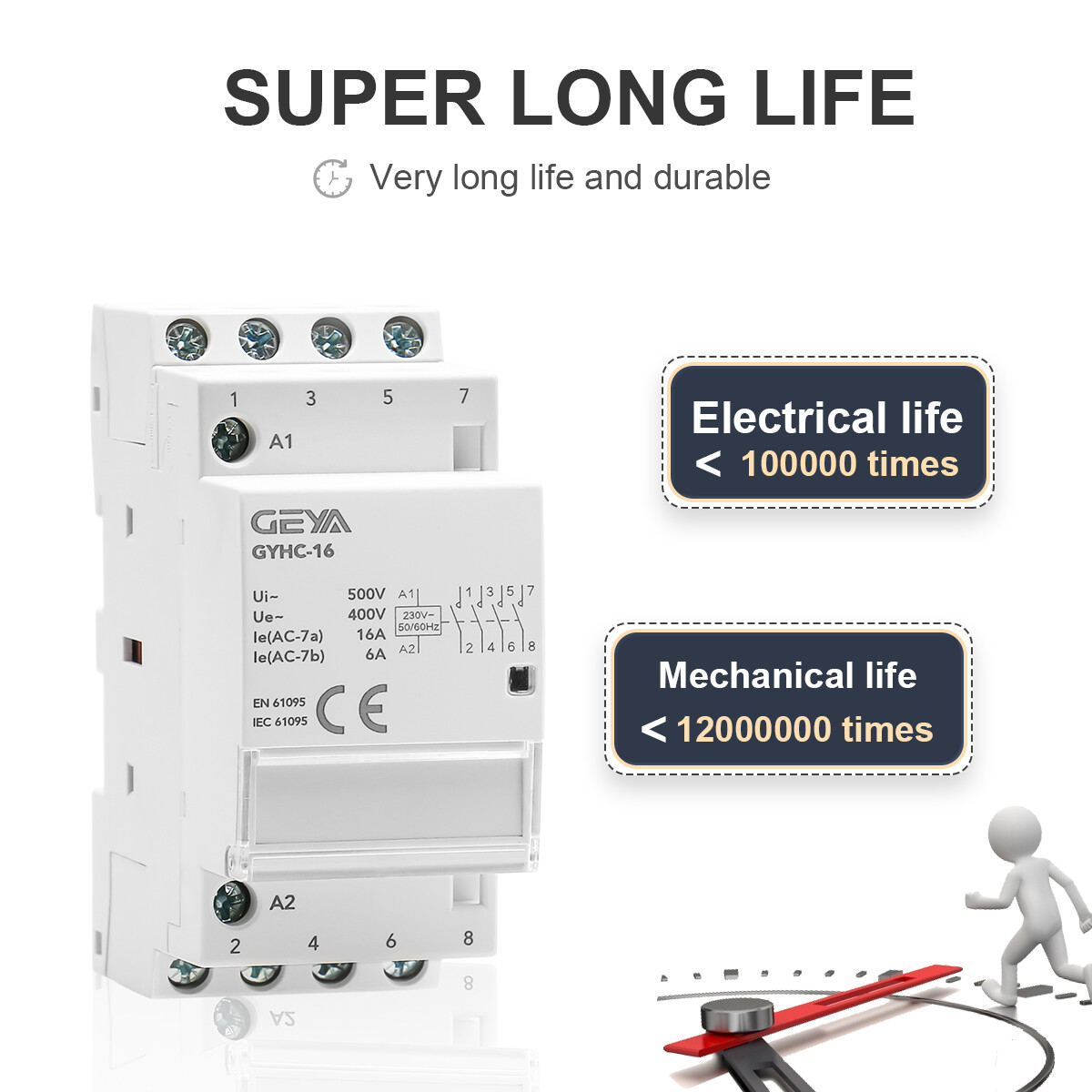 GEYA Modular AC Automatic Contactor 2P 25A 2NO 110V Household Contactor Din Rail