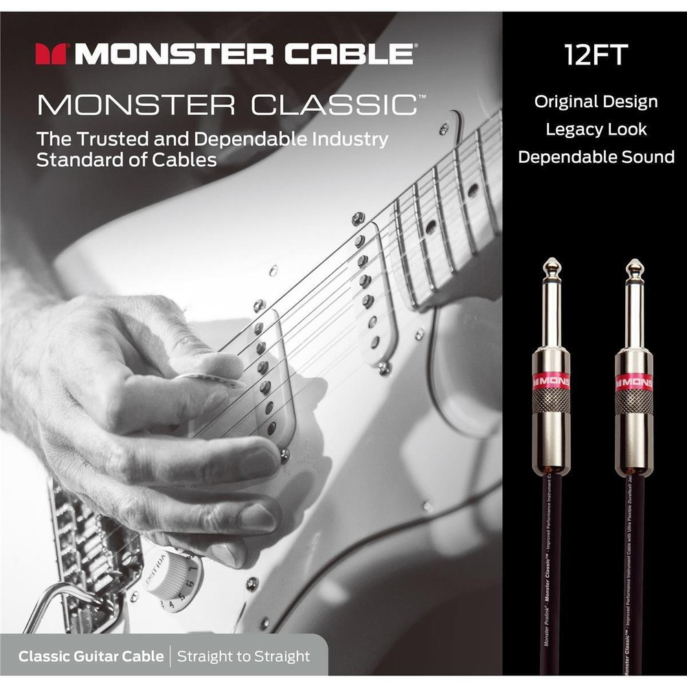 Monster Cable 12 ft Classic Guitar Cable Straight-Straight