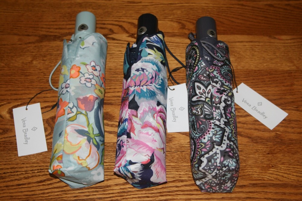 Vera Bradley UMBRELLA Compact One Touch Automatic Open Folding 4 tote backpack