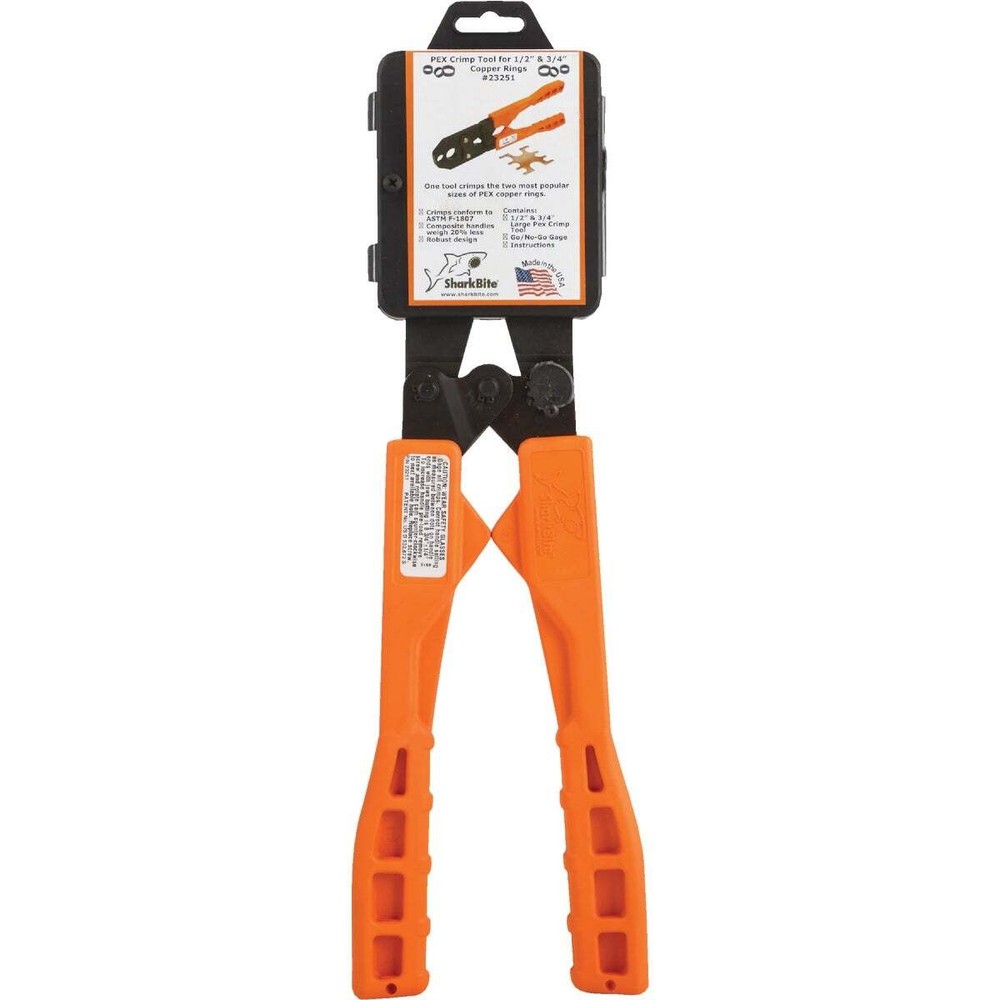 SharkBite 23251 Crimp Ring Tool, Dual Head Crimping Plug, Orange Handle