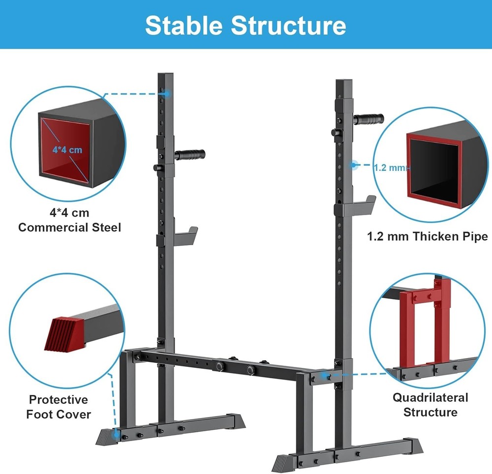 Barbell Rack Squat Stand Adjustable Bench Press Rack 550LBS Max Load