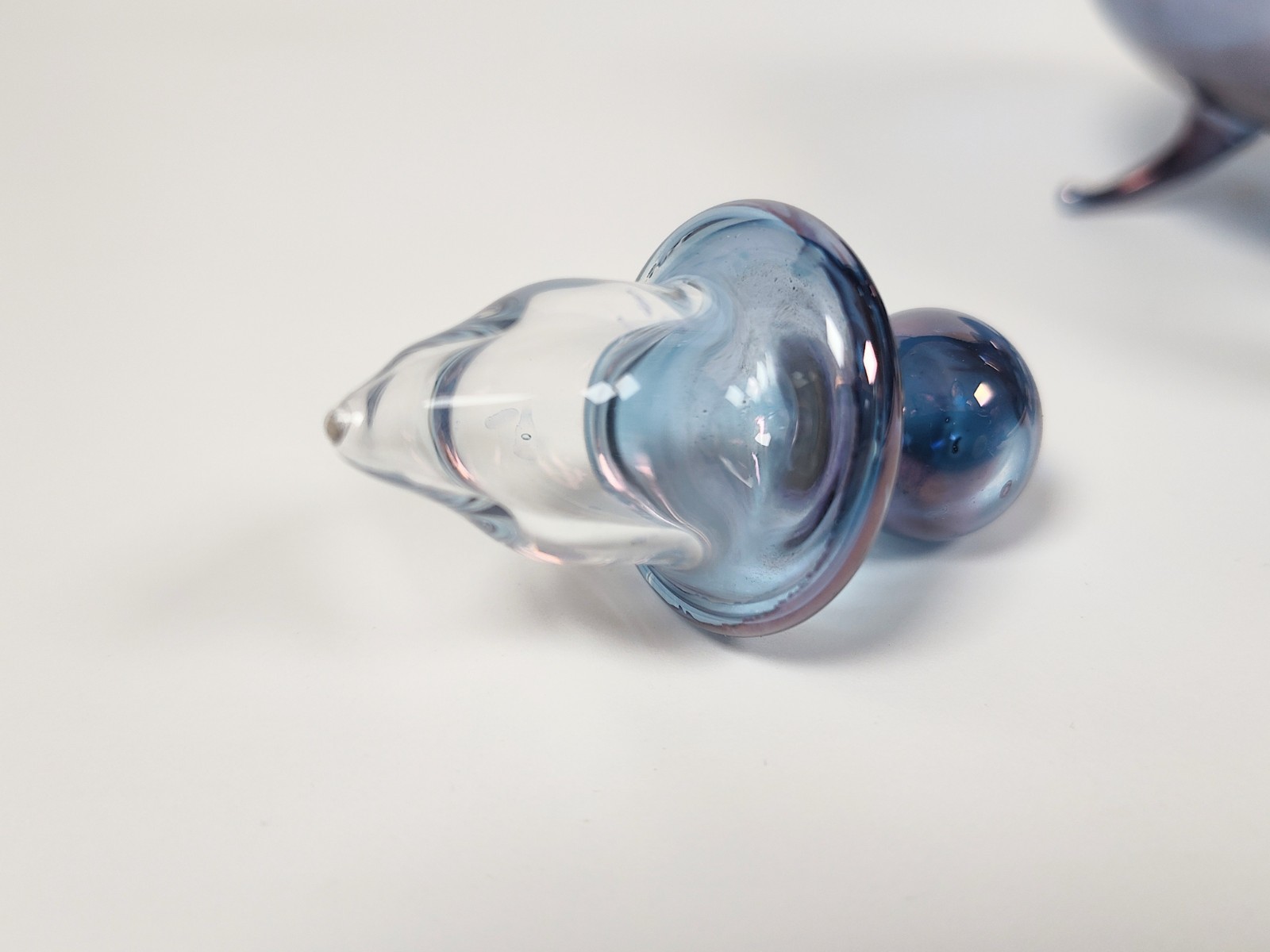 Rare 1960's Murano Glass Inkwell & Dip Pen Set – Cobalt Iridescent Signed Italy