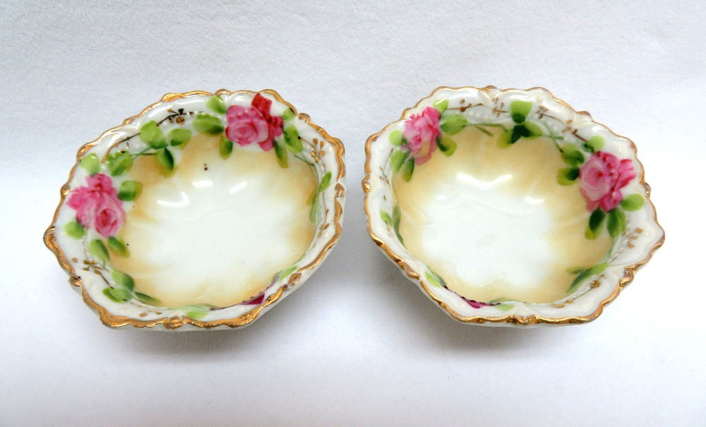 2 Nippon Porcelain Footed Open Salt Cellars