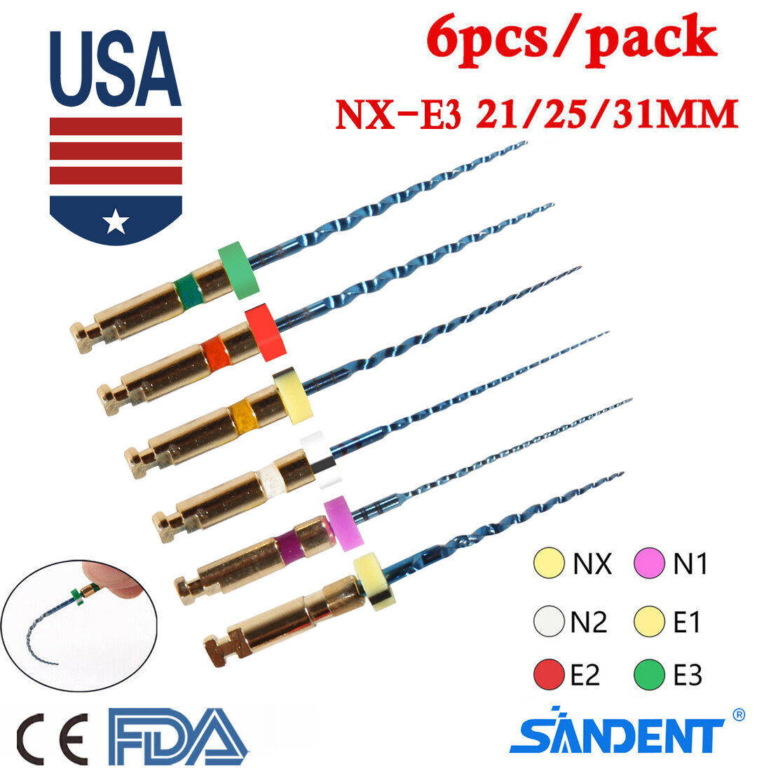 USA Dental NiTi Super Files Rotary Endodontic Endo Motor Root Canal 21/25/31MM