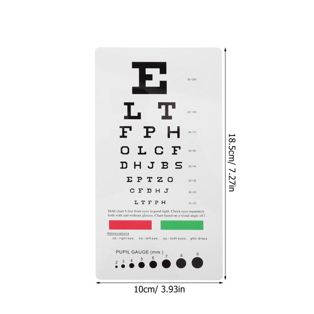 Plastic Eye Chart Vision Testing Portable Double Sided Eye Chart for Wall