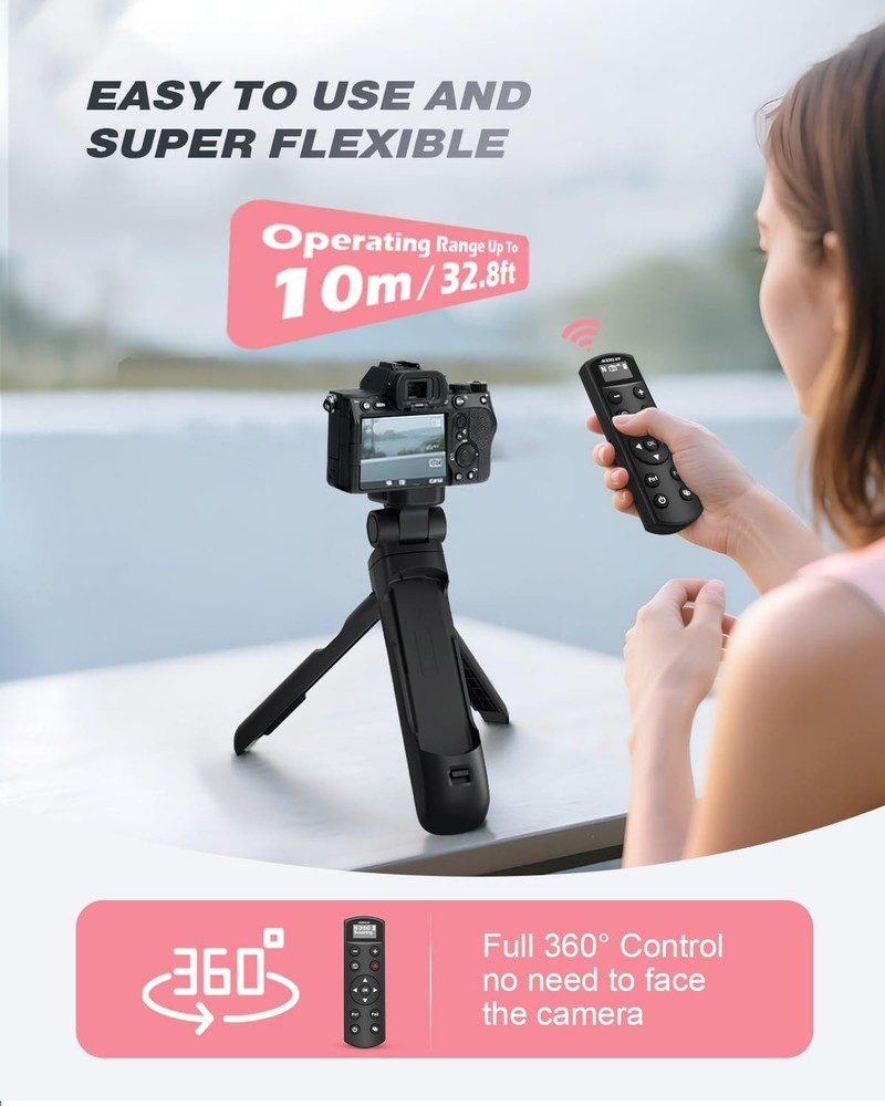 Aodelan Wireless Shooting Grip with OLED Screen Mini Tripod for Nikon Camera