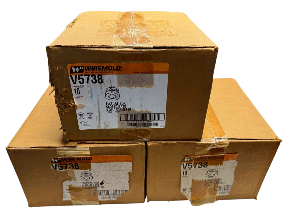 Wiremold V5738 Ivory Fixture Box, Solid Base, 4-3/4" (121mm) Diameter