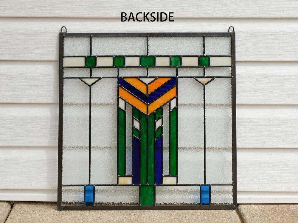 Stained Glass Window Frank Lloyd Wright Inspd Panel Prairie Wheat 20" x 20"