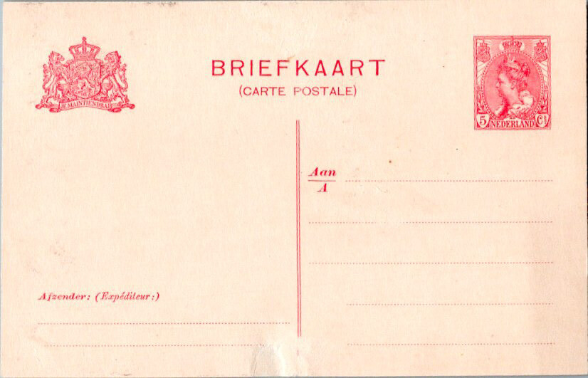Netherlands Higgins & Gage 22 Unused.